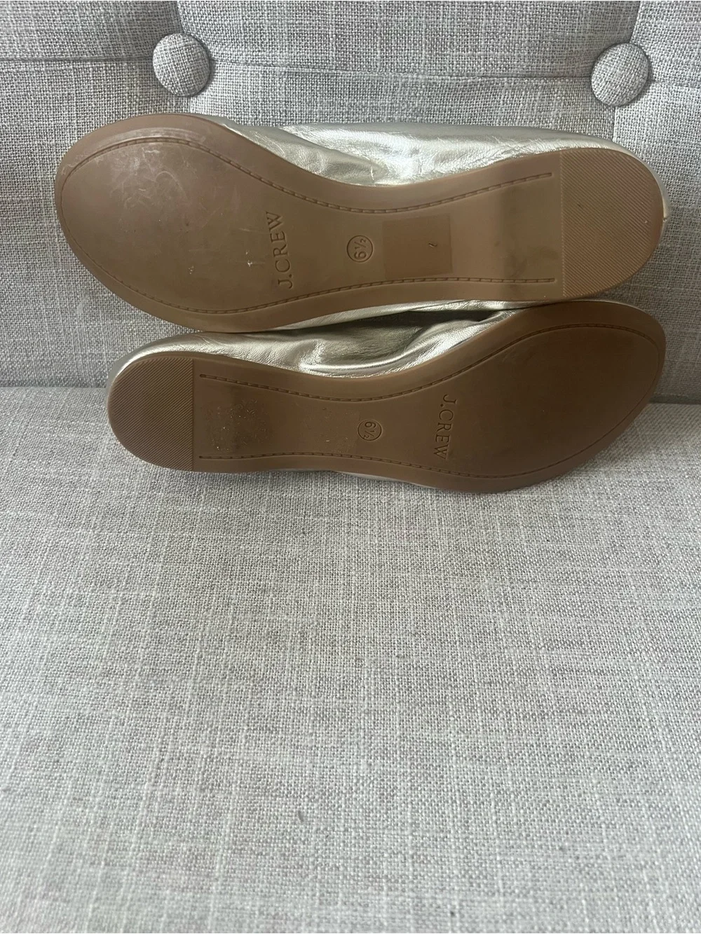 J. Crew Gold Metallic Ballet Flats, women’s 6.5, office, casual, quiet luxury